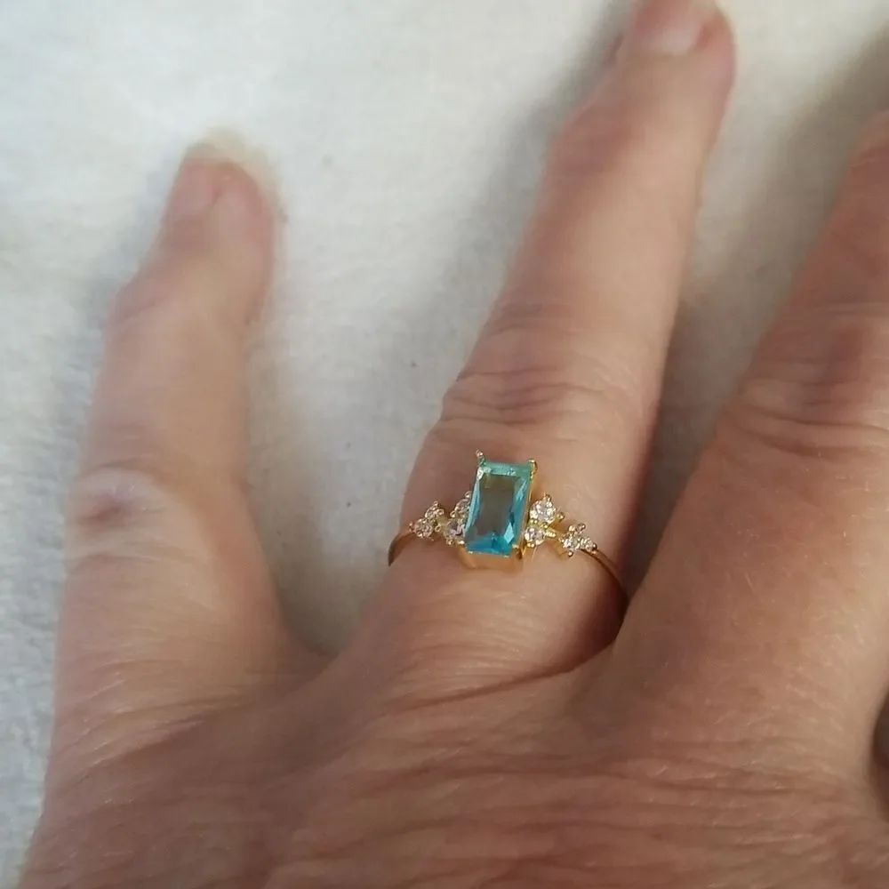 Rectangular size 8 ring ocean blue - Picture 7 of 10